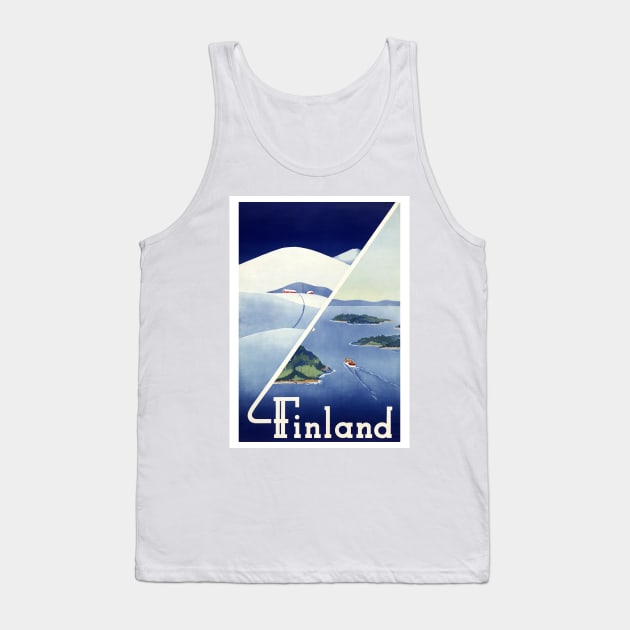 Vintage Travel Poster Finland Tank Top by vintagetreasure